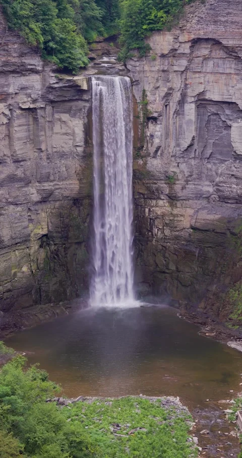 Taughannock Falls Elevated Vertical Stock Footage 251196375