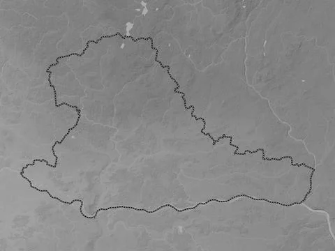 Taurages, Lithuania. Grayscale elevation map with lakes and rivers Stock Illustration