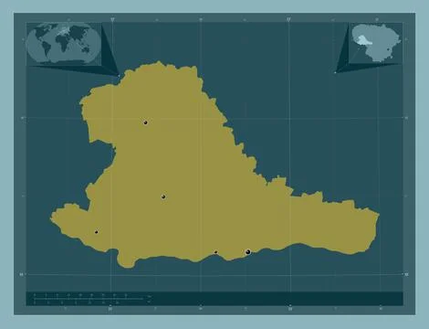 Taurages, Lithuania. Solid color shape. Locations of major cities of the regi 스톡 일러스트