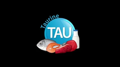 Taurine Molecule Animation with Seafood Sources on Black Background Stock Footage 316017970