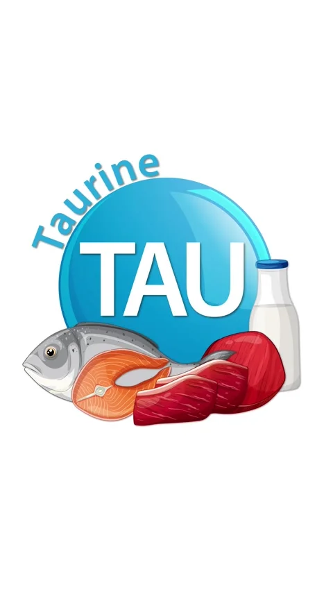 Taurine Sources Animation With Fish, Meat, and Milk Stockbeeldmateriaal 314248419