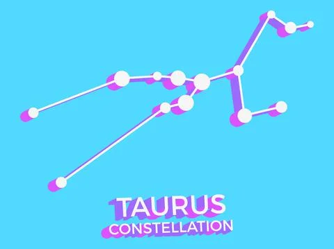 Taurus constellation 3d symbol. Constellation icon in isometric style on blue Stock-Illustration