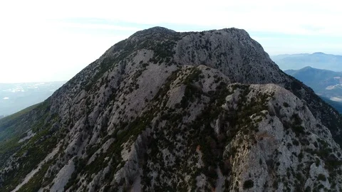 Taurus mountains covered with green thick trees. Alanya, Turkey location. Flying Stock Footage 86536393