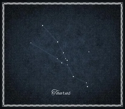 Taurus star constellation, Night sky, Cluster of stars, Deep space,Bull con.. Stock Illustration