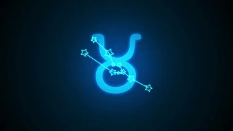 Taurus stroke and star in dark background Video stock 202195218