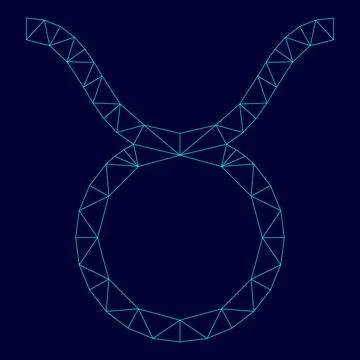 Taurus symbol low poly triangulation triangulated polygonal electric cyan b.. Stock Illustration
