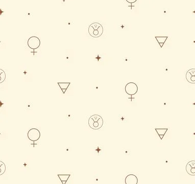 Taurus Zodiac Background Seamless Pattern 2. Astrology Signs Stock Illustration