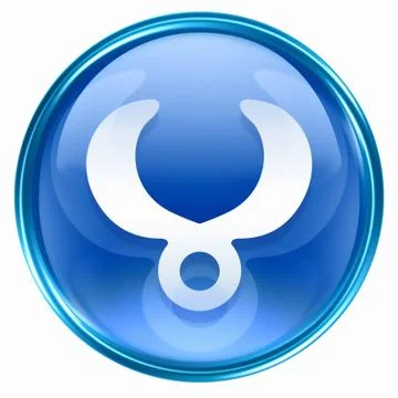 Taurus zodiac button icon, isolated on white background. イラスト素材