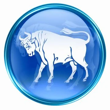 Taurus zodiac button icon, isolated on white background. Ilustração Stock