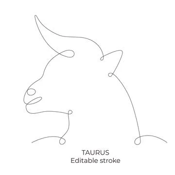 Taurus zodiac constellation one single hand drawing continues line. Vector stock Stock Illustration