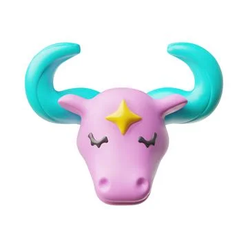 Taurus zodiac sign 3D vector cartoon plastic style, Astrological Horoscope Stock Illustration