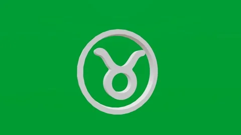 Taurus zodiac sign in circle frame rotating 3D image on chroma key background Stock Footage 334935405