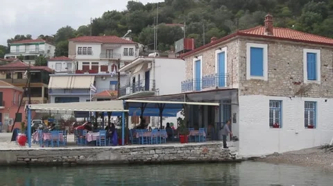 Taverna on the coast of the sea Stock Footage 40353213