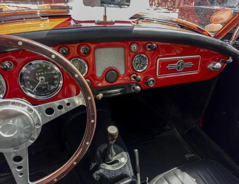 TAVERNES BLANQUES, SPAIN - JUNE 14, 2026.Close up shot showing the red dash.. Stock-Fotos