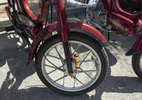 TAVERNES BLANQUES, SPAIN - JUNE 14, 2026.Detailed view of front star spoke .. Stock Photos