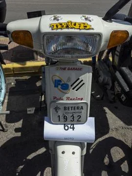 TAVERNES BLANQUES, SPAIN - JUNE 14, 2026.Vintage Motovespa Vespino moped wi.. Stock-Fotos