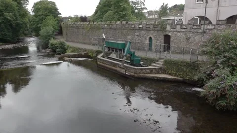 Tavistock Devon England. The River Tavy debris scoop Stock Footage 135806924