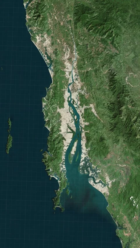 Tavoy River Map Loop Animation In Vertical Stock Footage 334085267