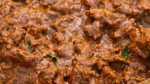Tawa Mutton Curry Spiced Indian Griddle Cooked Meat Stock Footage 342583571