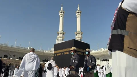 Tawaf and Holy Pilgrimage at the Kaba. Stock Footage 329200375