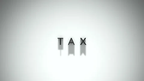 Tax 3D matte black words overlaid a white backdrop Stock Footage 301837617