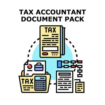 Tax accounting document pack preparing financial report 스톡 일러스트