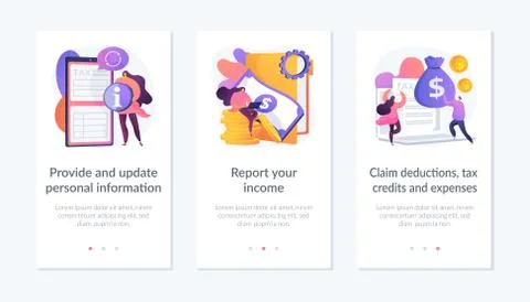 Tax accounting process flowchart app interface template. Stock Illustration