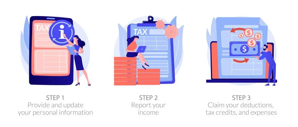 Tax accounting process flowchart vector concept metaphors Stock Illustration