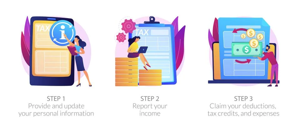 Tax accounting process flowchart vector concept metaphors Stockillustratie