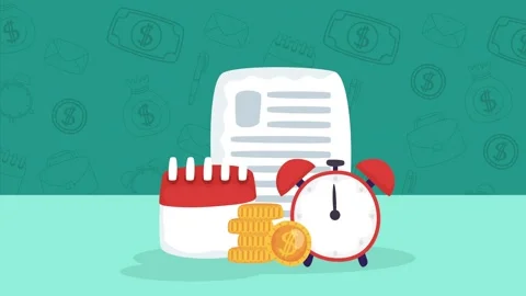 Tax and time management concept animation with business document calendar a.. Stock Footage 333721782