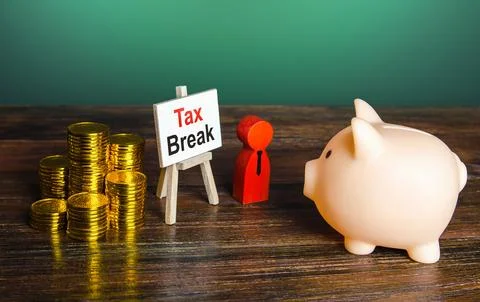 Tax break. Avoiding or deferring tax payments. Refund of taxes. State support Stock Photos
