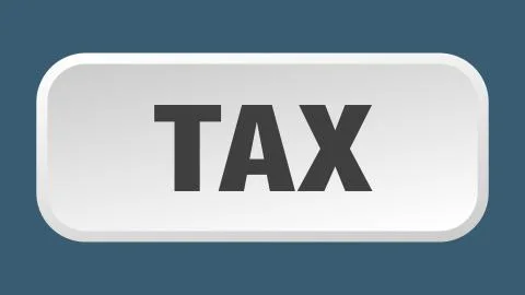 Tax button. tax square 3d push button Illustrazione stock