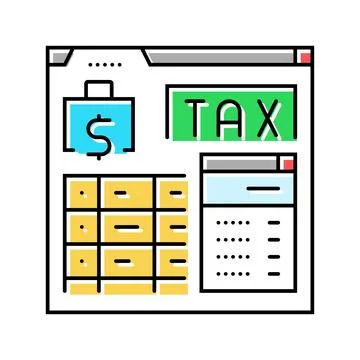 Tax calculation color icon vector illustration Stock Illustration