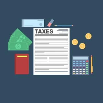 Tax calculation concept flat style illustration Illustrazione stock