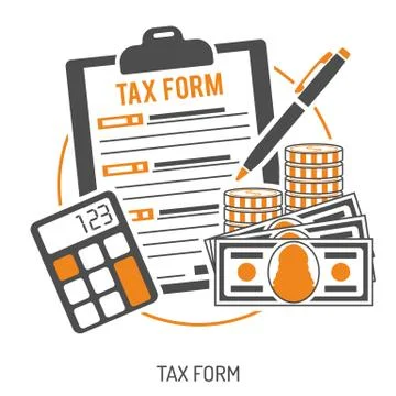 Tax calculation, payment, accounting, paperwork concept Stock Illustration