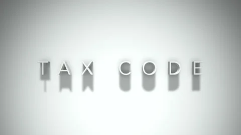 Tax Code 3D title animation with shadows on a white background 스톡 동영상 296630043