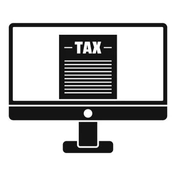 Tax by computer icon, simple style Stock-Illustration