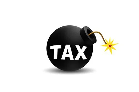 Tax concept with exploding bomb Stock Illustration