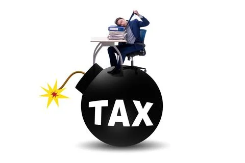 Tax concept with exploding bomb Foto stock