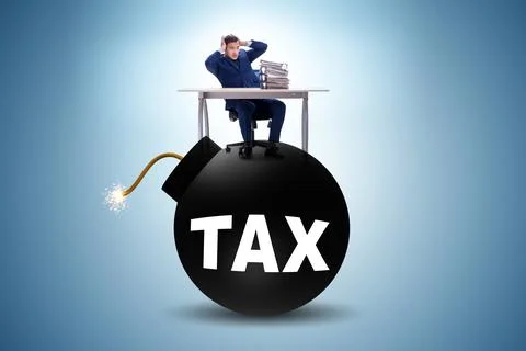 Tax concept with exploding bomb Stock Photos