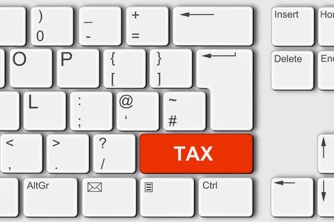 Tax concept PC computer keyboard 3d illustration Stock Illustration