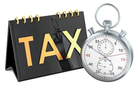 Tax concept with stopwatch. 3D rendering Stock Illustration