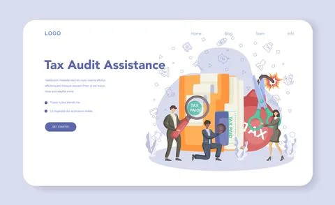 Tax consultant web banner or landing page. Idea of accounting help Stock Illustration