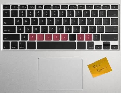 Tax Day concept using computer keyboard Stock Photos