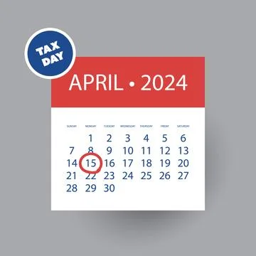 Tax Day Reminder Vector Template, Design Element with Marked Payday - USA T.. Stock Illustration