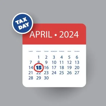 Tax Day Reminder Vector Template, Design Element with Marked Payday - USA T.. Stock Illustration