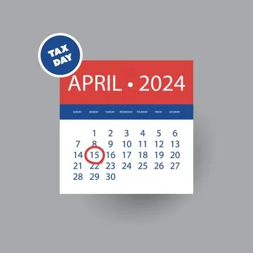 Tax Day Reminder Vector Template, Design Element with Marked Payday - USA T.. Stock Illustration