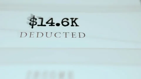 Tax Deduction Total of 14.6 Thousand Dollars Stock Footage 337887957
