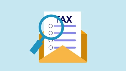 Tax Document Audit with Flat Design Icons 2d Animation with Alpha Matte Stock Footage 335607837
