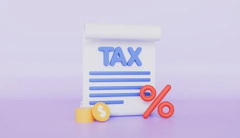 Tax document certificate with coin icon 3d illustration Illustrazione stock